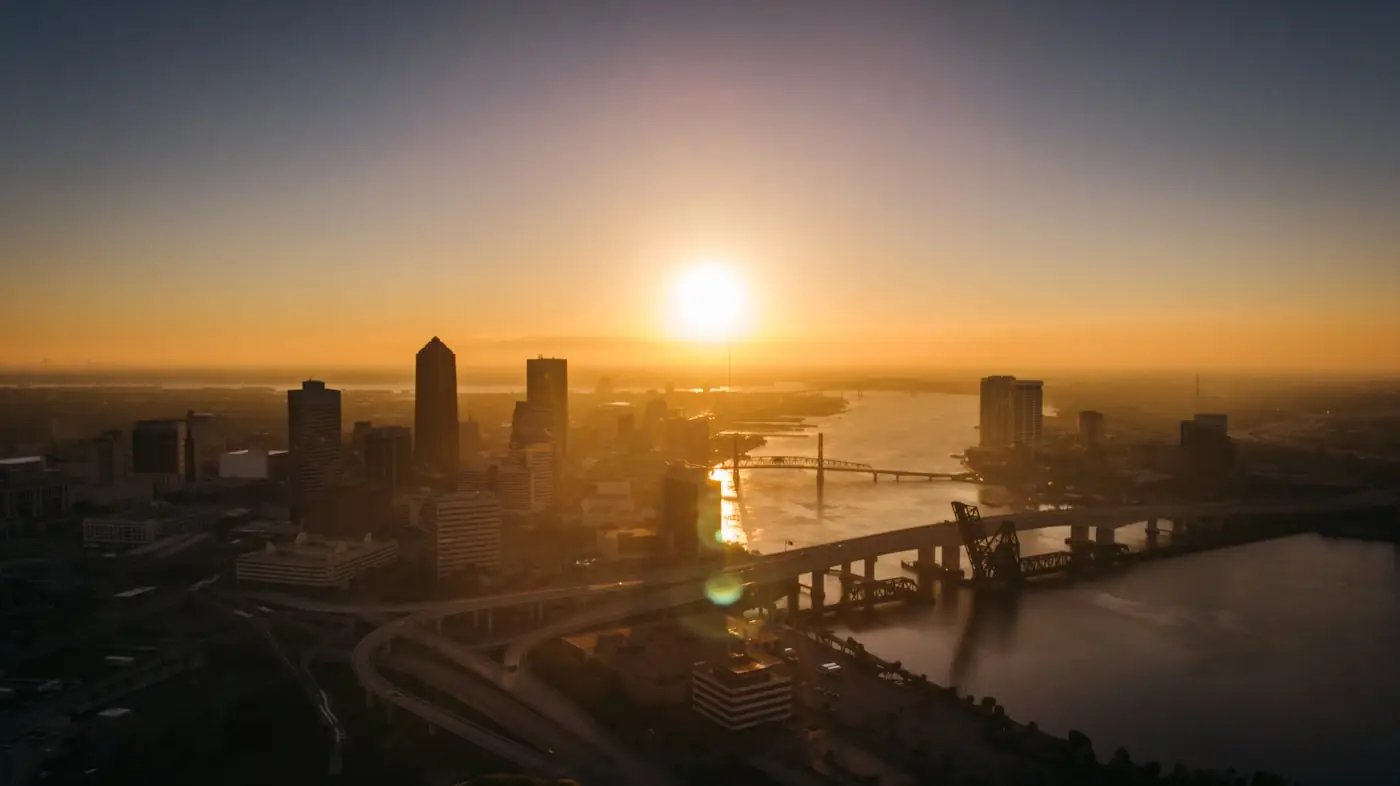 Jacksonville Florida skyline and St. Johns River bridges